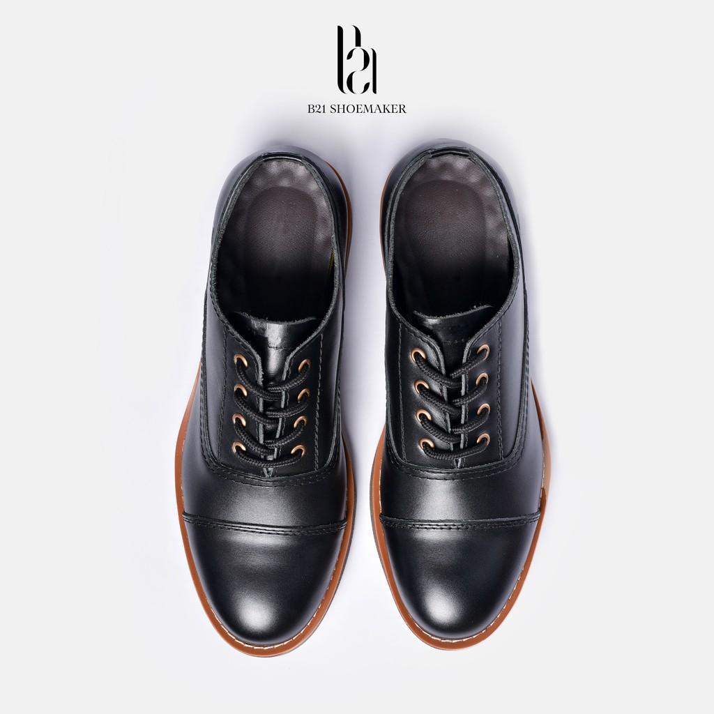 Giày Tây Nam Da Bò Trơn Bóng Đế CORK NIKTRIAL Lót Giày Tăng Chiều Cao Đệm Khí Tăng 2cm Phong Cách Retro - B21 Shoemaker