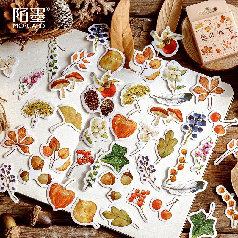 Hộp 46 sticker thực vật mùa thu trang trí sổ tay DIY Box Sticker ST310