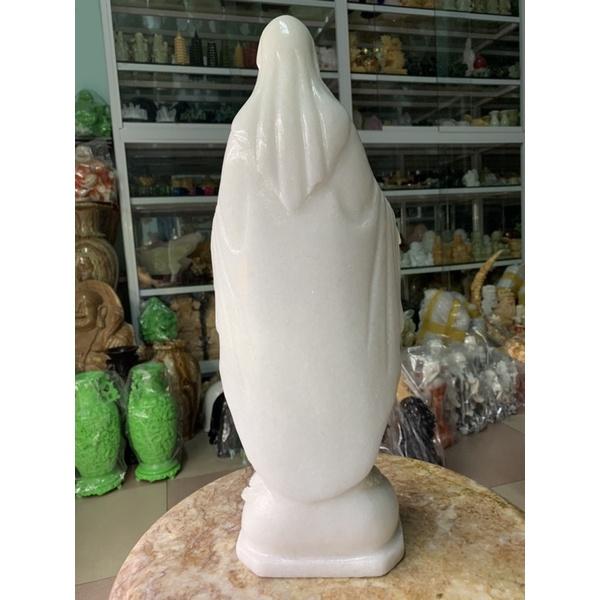 Tượng Đức Mẹ Maria Đá Cẩm Thạch Trắng - cao 40cm