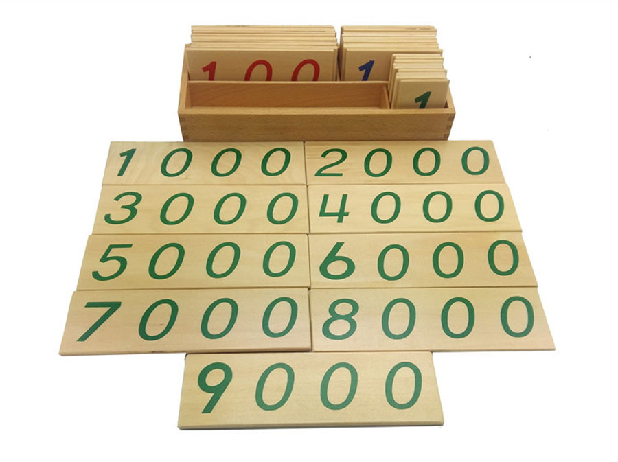 Giáo cụ Montessori Bộ thẻ học số 1 đến 9000 cỡ lớn