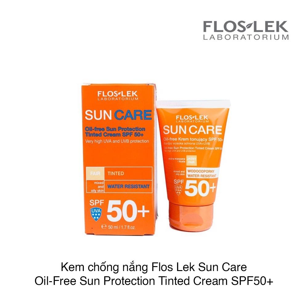 Kem Chống Nắng Kiềm Dầu Floslek Sun Care Oil Free Sun Protection Tinted Cream SPF 50+ Da Hỗn Hợp Da Dầu