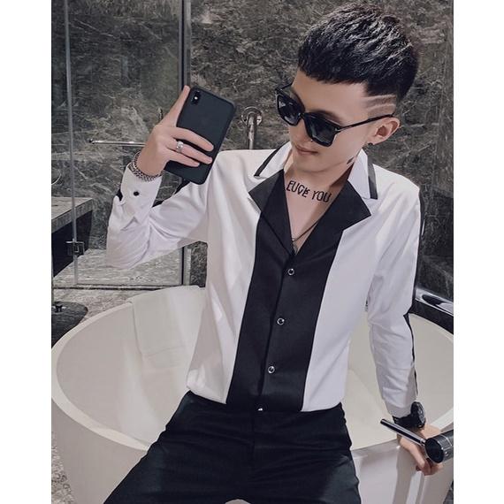 Áo sơ mi nam cổ vest phối màu cực chất, siêu đẳng cấp, phong cách thời trang hiện đại, tinh tế - N22
