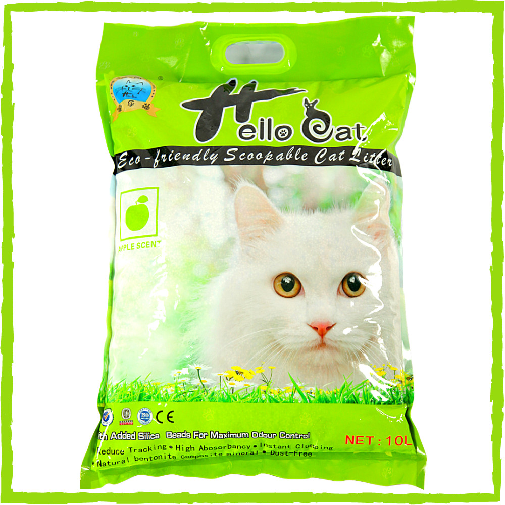 Cát Vệ Sinh Thái Lan Dành Cho Mèo Hương Táo Không Bụi Vón Nhanh Mùi Hương Dịu Nhẹ Dễ Chịu Hello Cat Apple Bentonite Sand (10L/7KG) - TẶNG 1 Lon Pate Hello Cat Pate Mùi Ngẫu Nhiên 190G