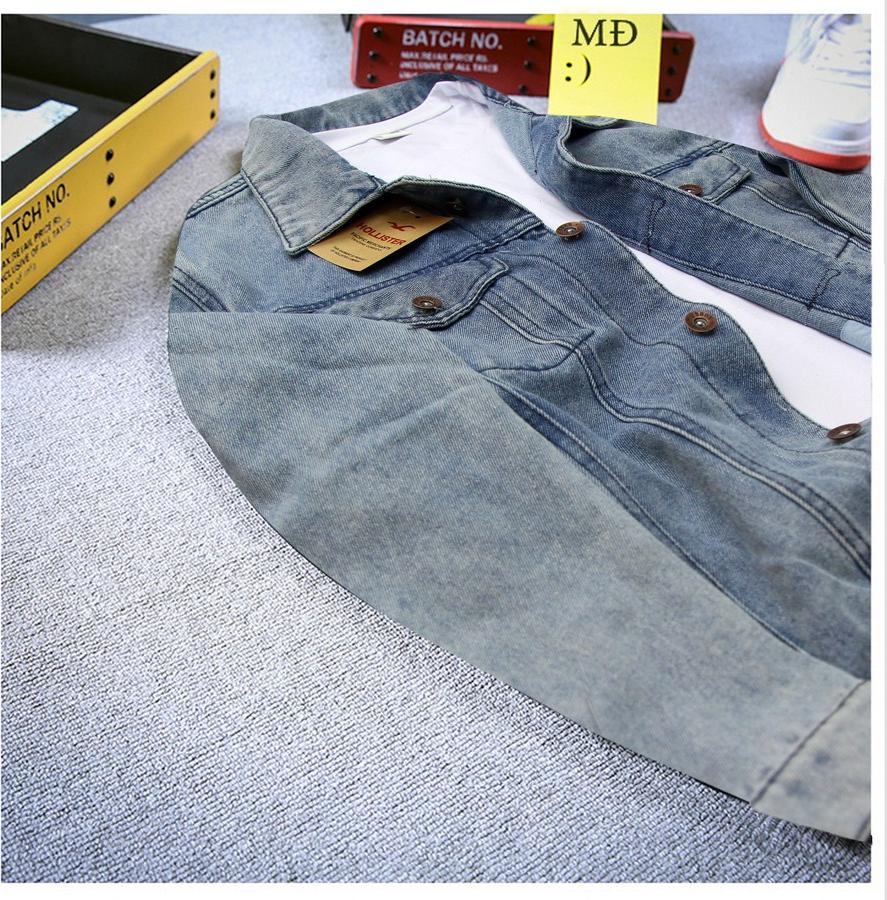 Áo khoác jeans nam xanh in hình A357 MUIDOI