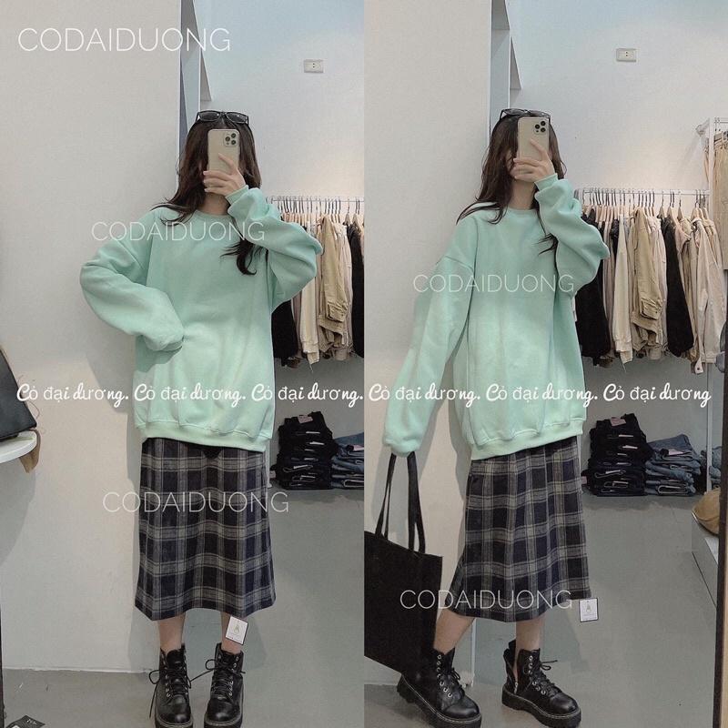 Áo nỉ cổ tròn trơn
