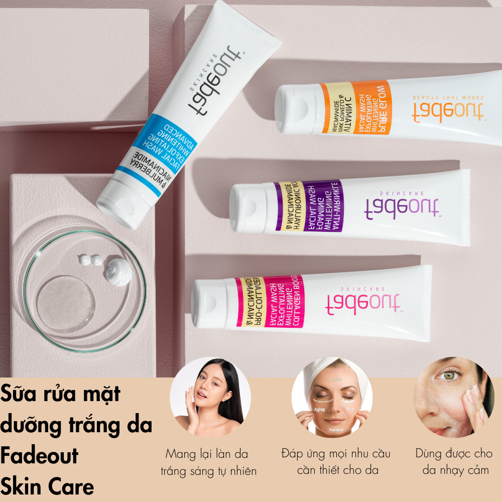 Sữa Rửa Mặt Dưỡng Trắng Da FADEOUT | Trắng Sáng - Mờ Nếp Nhăn - Bổ Sung Collagen