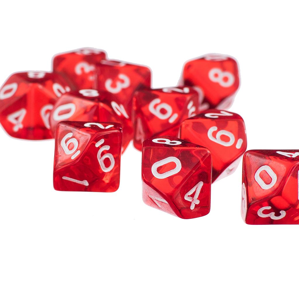 20 Pieces D10 Polyhedral Dice for Dungeons and Dragons Games Red+Blue
