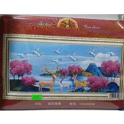 Tranh thêu hươu nai tài lộc E66 - kích thước: 100 * 55cm.