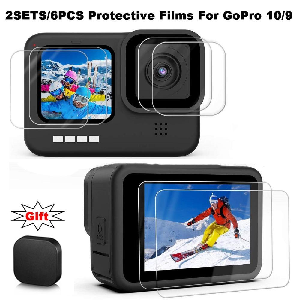 Bộ bảo vệ màn hình thủy tinh nóng tính cho GoPro Hero 10 9 Phim bảo vệ ống kính đen cho GoPro9/10 Phụ kiện máy ảnh