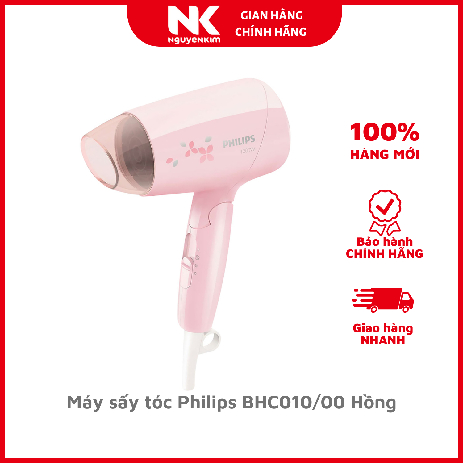 Máy sấy tóc Philips BHC010/00 Hồng - Hàng Chính Hãng