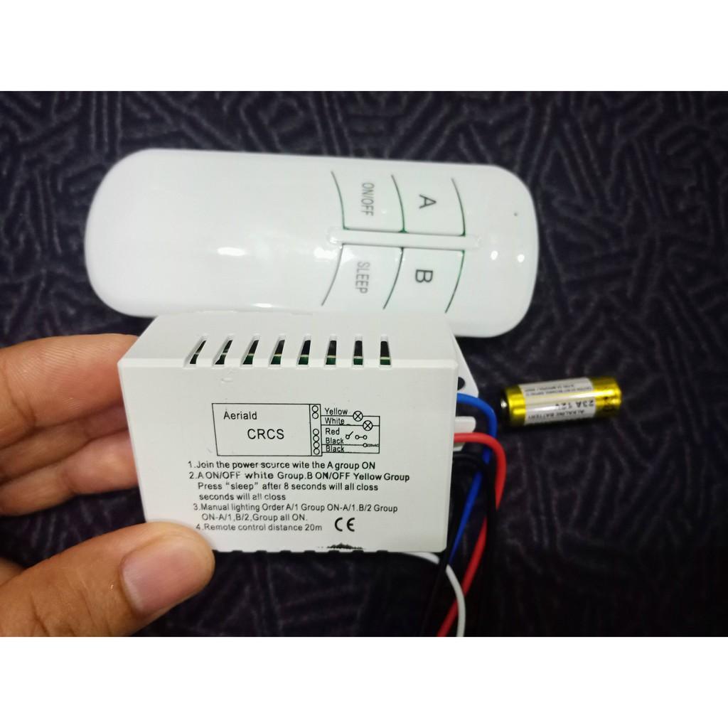 Công tắc điều khiển từ xa RF 1 cổng độc lập xuyên tường + Pin + Remote