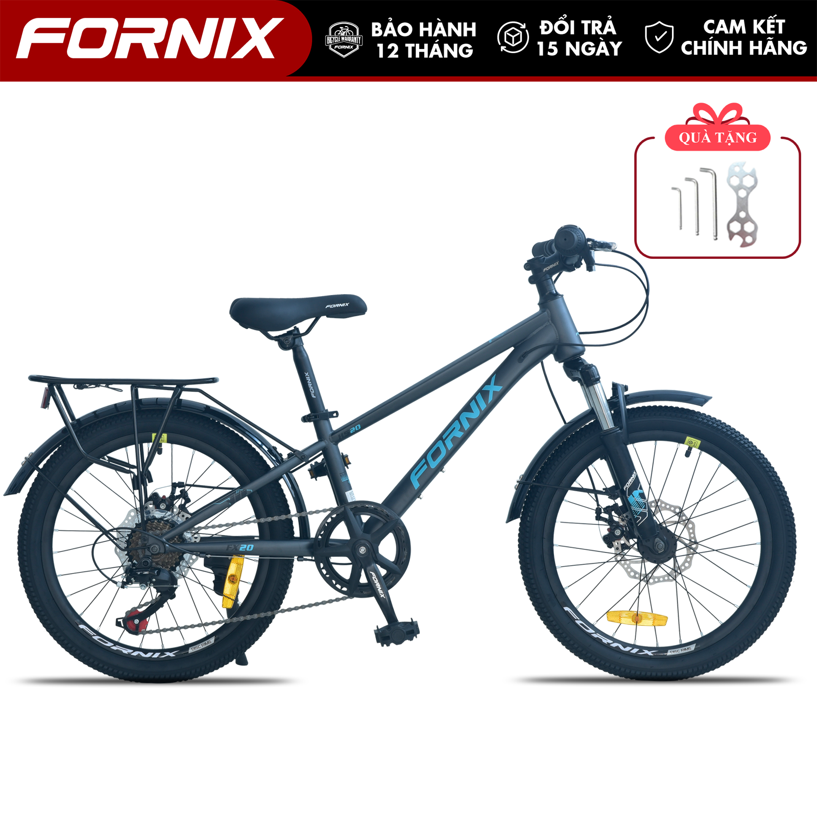 Xe Đạp Trẻ Em FORNIX HS20 Khung Thép Vòng Bánh 20 Inch Bộ Truyền Động 7 Tốc Độ 1 Đĩa 7 Líp