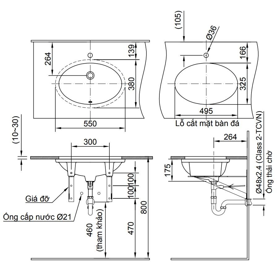 Chậu rửa mặt INAX L-2216V – Âm bàn . Kiểu dáng Oval ,Chất liệu sứ cao cấp, chống bám bẩn - Vật liệu xây dựng Big H