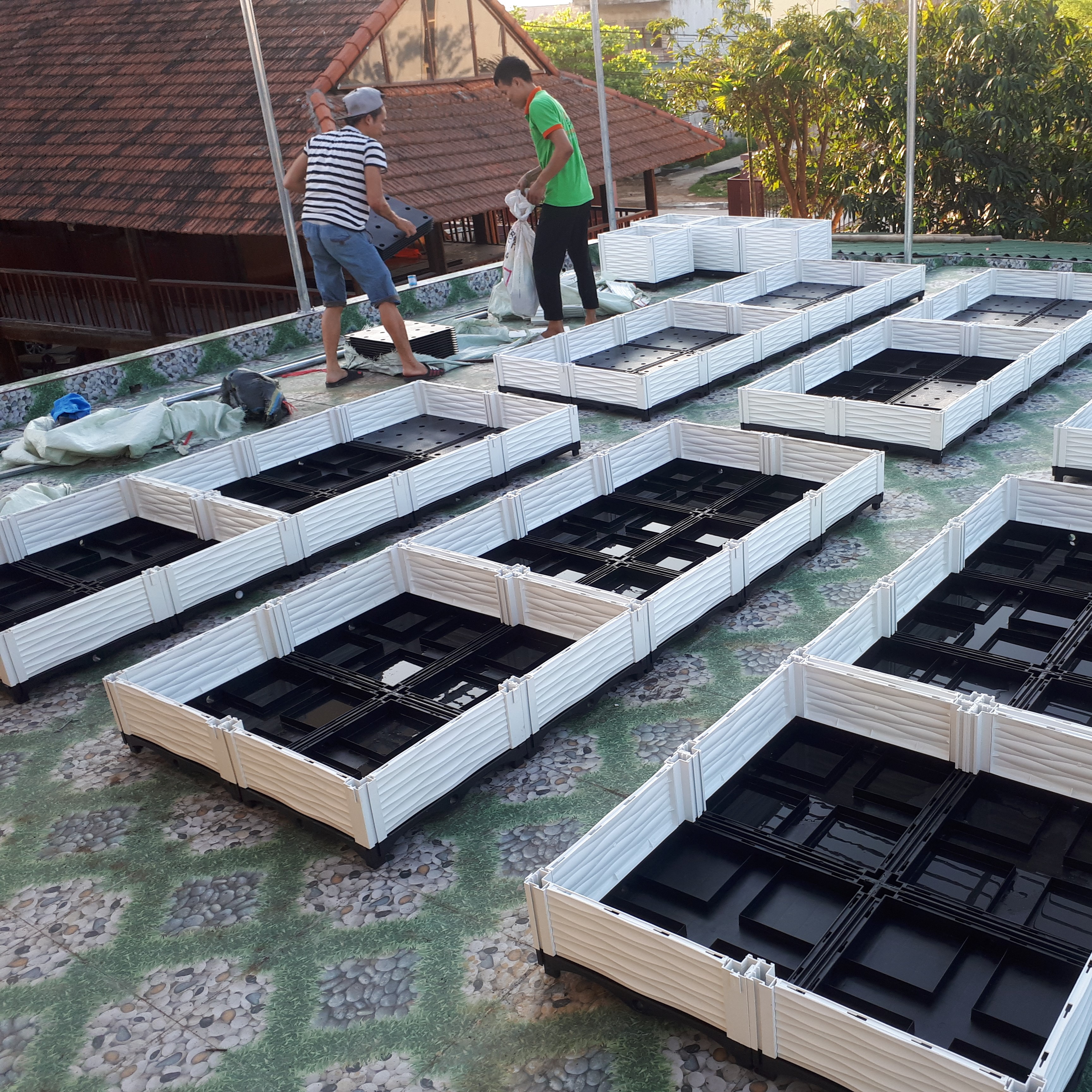 CHẬU GHÉP THÔNG MINH Cm: Bền từ 8-10 năm, phù hợp mọi cây trồng và không gian, Module tùy biến kích thước, an toàn, trọng lượng nhẹ, kết cấu chắc chắn, có khay trữ và thoát nước.