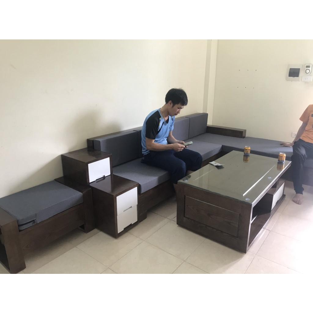 Bộ bàn ghế góc ngăn kéo gỗ sồi
