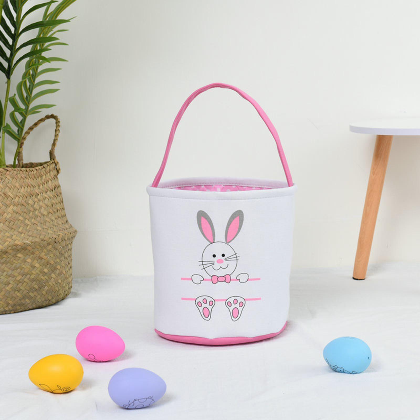 2Pcs Cute Easter Bunny Basket Easter Rabbit Buckets Handbag for Holiday