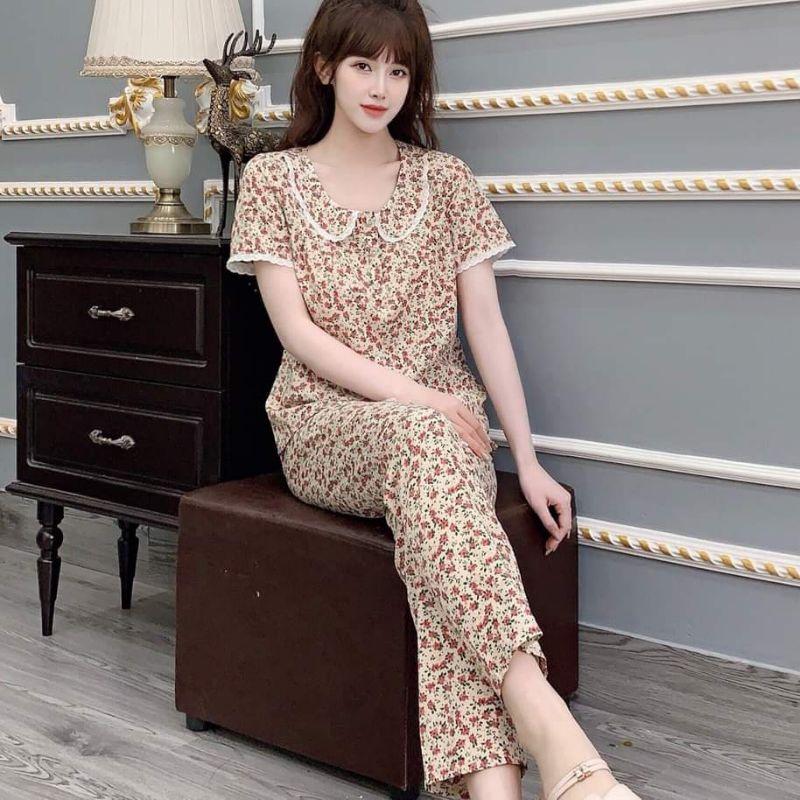 Đồ bộ mặc nhà cổ vuông ảnh thật
