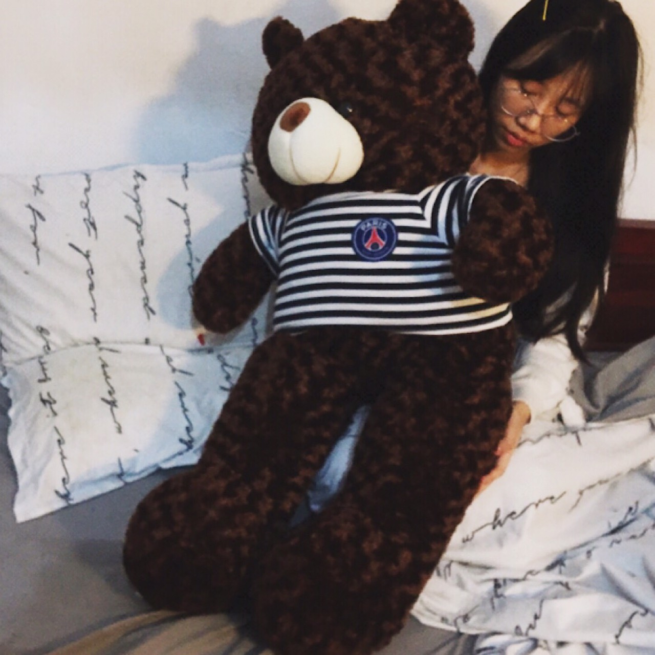 Thú bông Gấu Teddy màu nâu đen - Khổ vải 1M6 cao 1M4