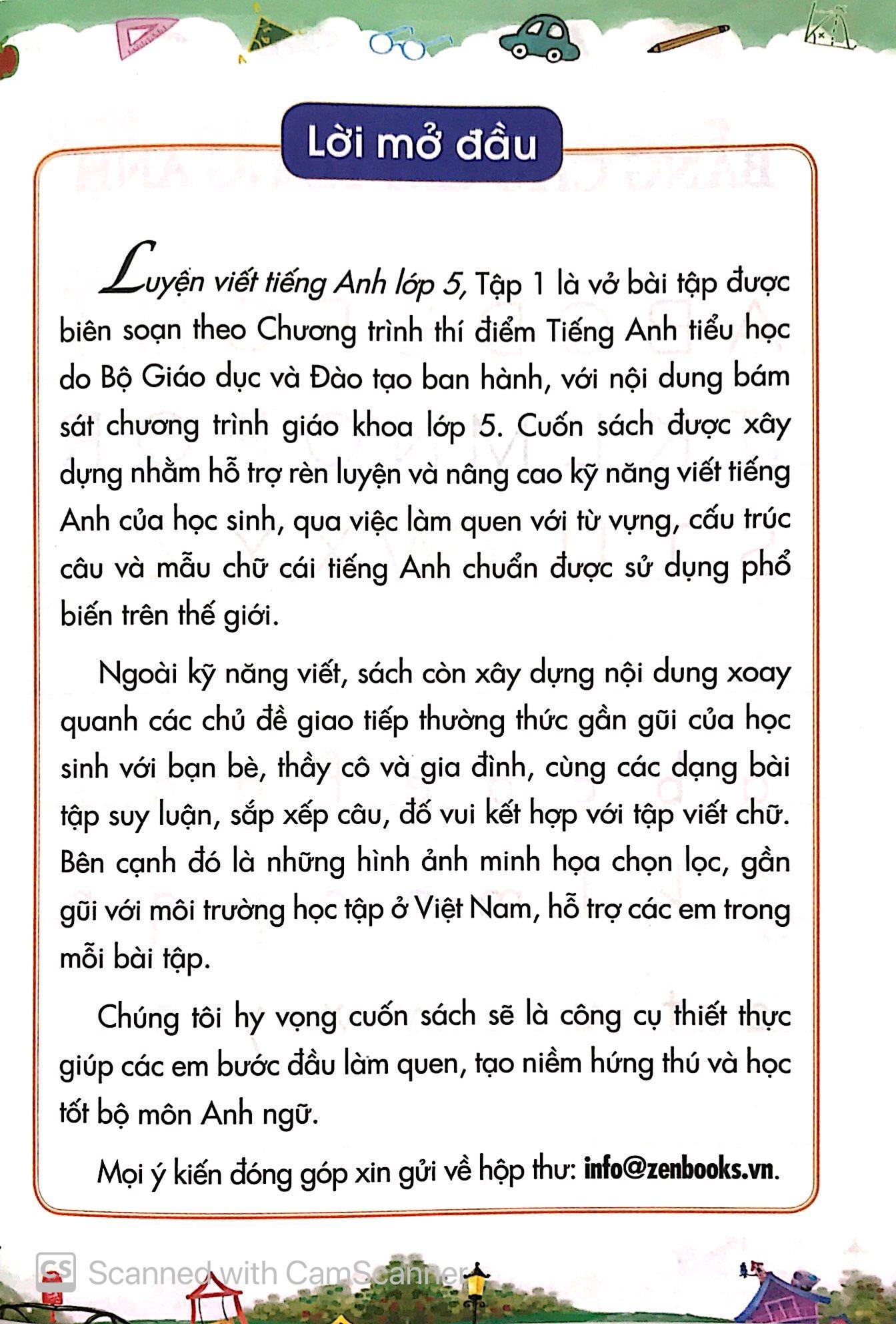 Luyện Viết Tiếng Anh Lớp 5 (Tập 1) (Tái Bản)