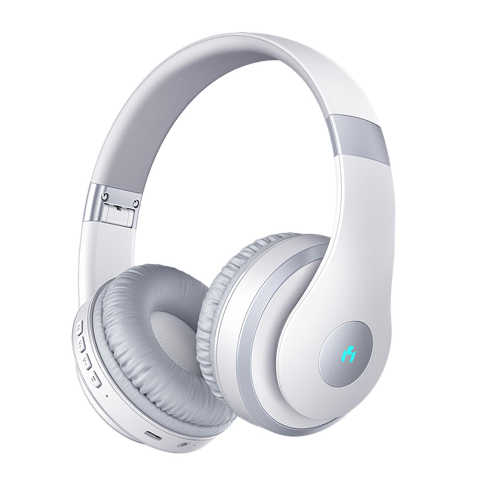 Bluetooth Headphones Wireless/Wired Deep Bass for Travel Home Office PC White