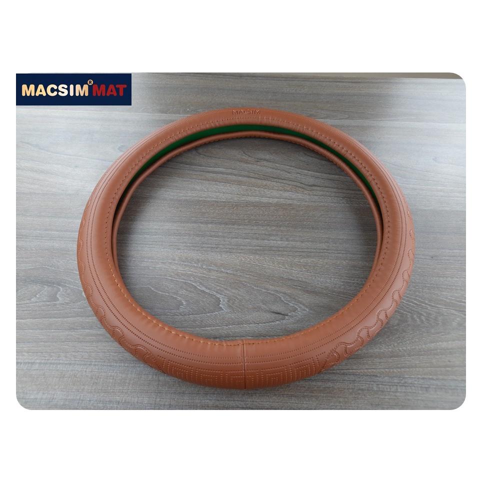 Bọc vô lăng cao cấp Macsim mã L620 mới chất liệu da thật - Khâu tay 100% size M màu nâu