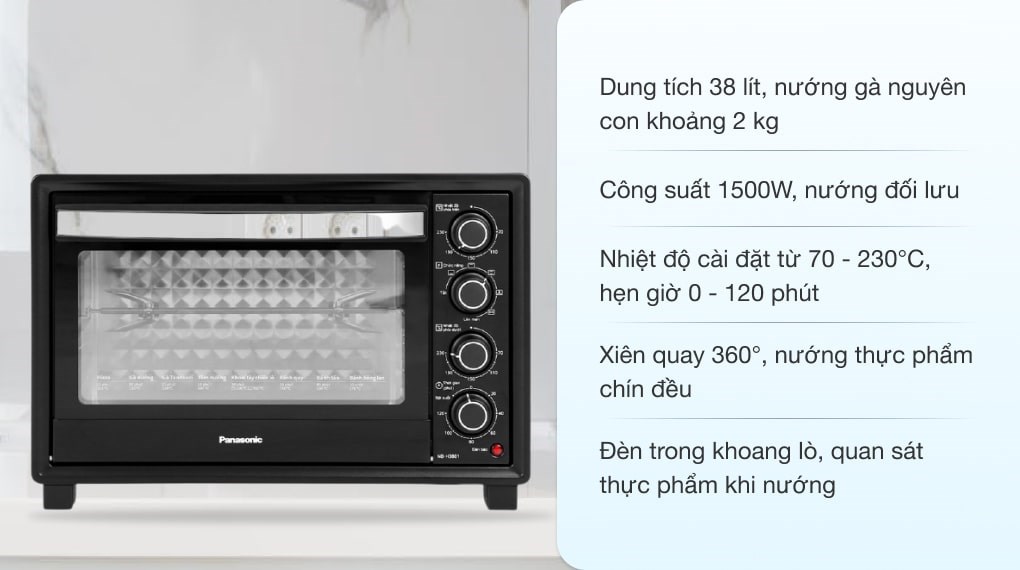 Lò nướng Panasonic NB-H3801KRA 38 lít - Hàng chính hãng