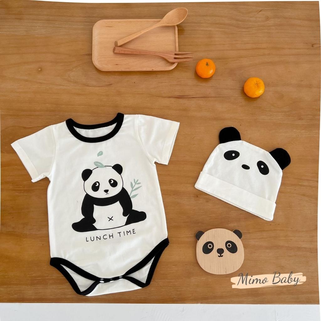 Set body chip cộc tay kèm mũ hình gấu panda đáng yêu cho bé QA22 Mimo Baby