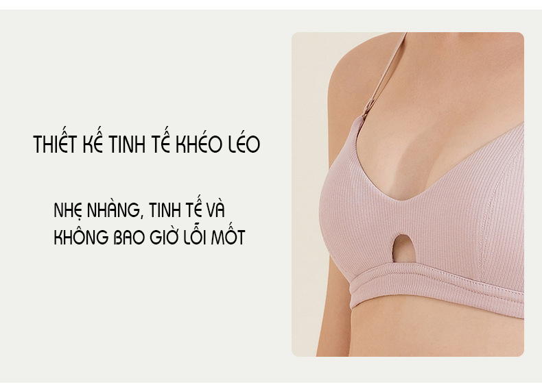 Áo Lót Nữ Cotton Không Gọng Đệm Mỏng, Áo Lót Thun Tăm Dáng Thể Thao B042