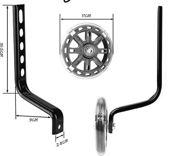 Bánh phụ xe đạp trẻ em có đèn LED sáng (gồm cả bộ 2 bánh + chân sắt + tặng kèm chuông xe)