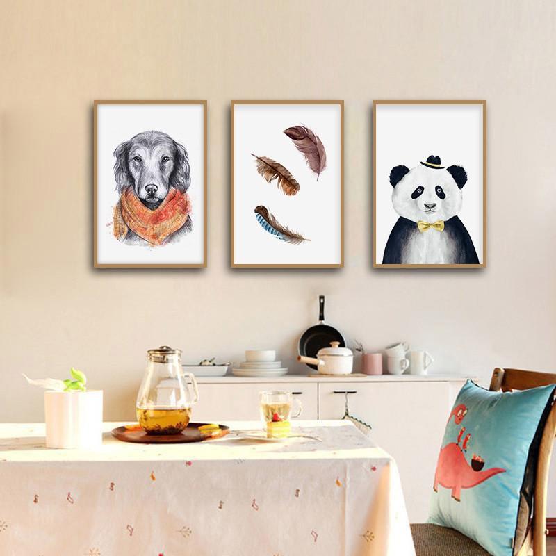 Bộ 3 tranh canvas động vật trẻ em ADH0105