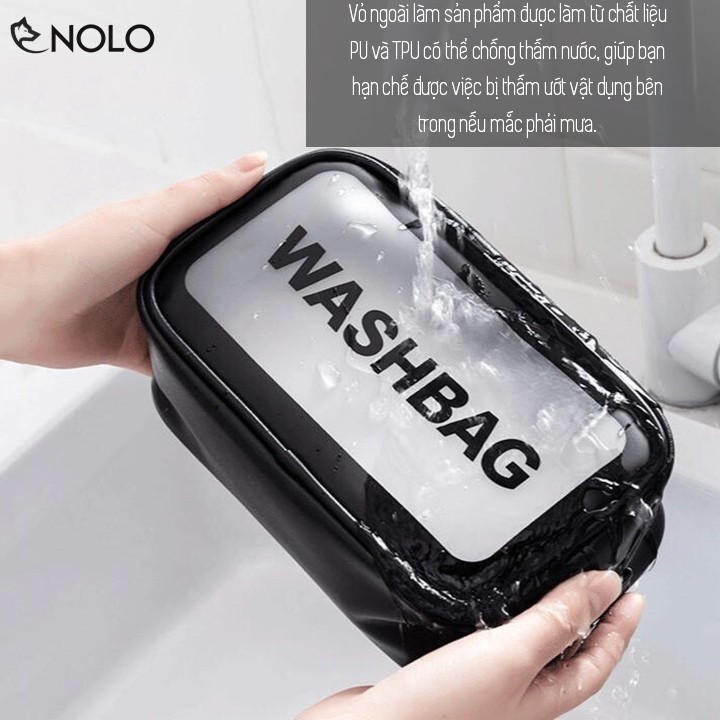 Túi Đựng Mỹ Phẩm Vật Dụng Du Lịch Washbag Cỡ Trung Kích Thước 26x10x15cm Chất Liệu PU TPU Chống Thấm