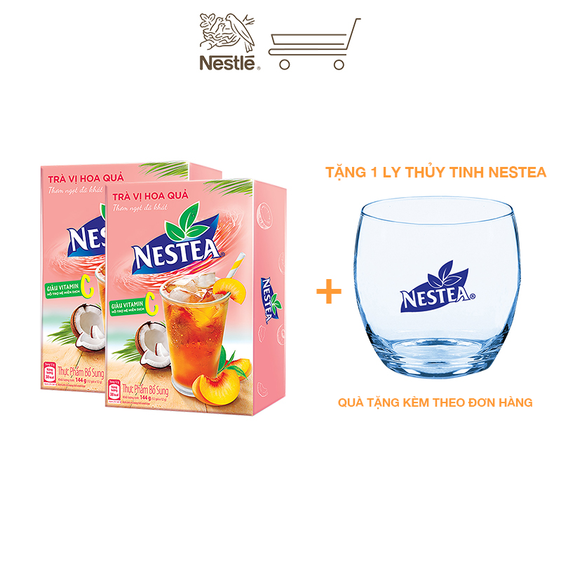 [Tặng 1 ly thủy tinh Nestea] Combo 2 hộp trà Nestea vị hoa quả (Hộp 12 gói x 12g)