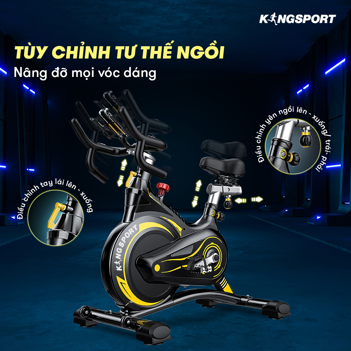 [TIKI TRỢ GIÁ] Xe đạp tập thể dục tại nhà Kingsport BK-5804 tải trọng tối đa 150kg, tích hợp giá đỡ ipad, kèm theo đồng hồ thông minh đo nhịp tim, quãng đường, vận tốc, thời gian, calo