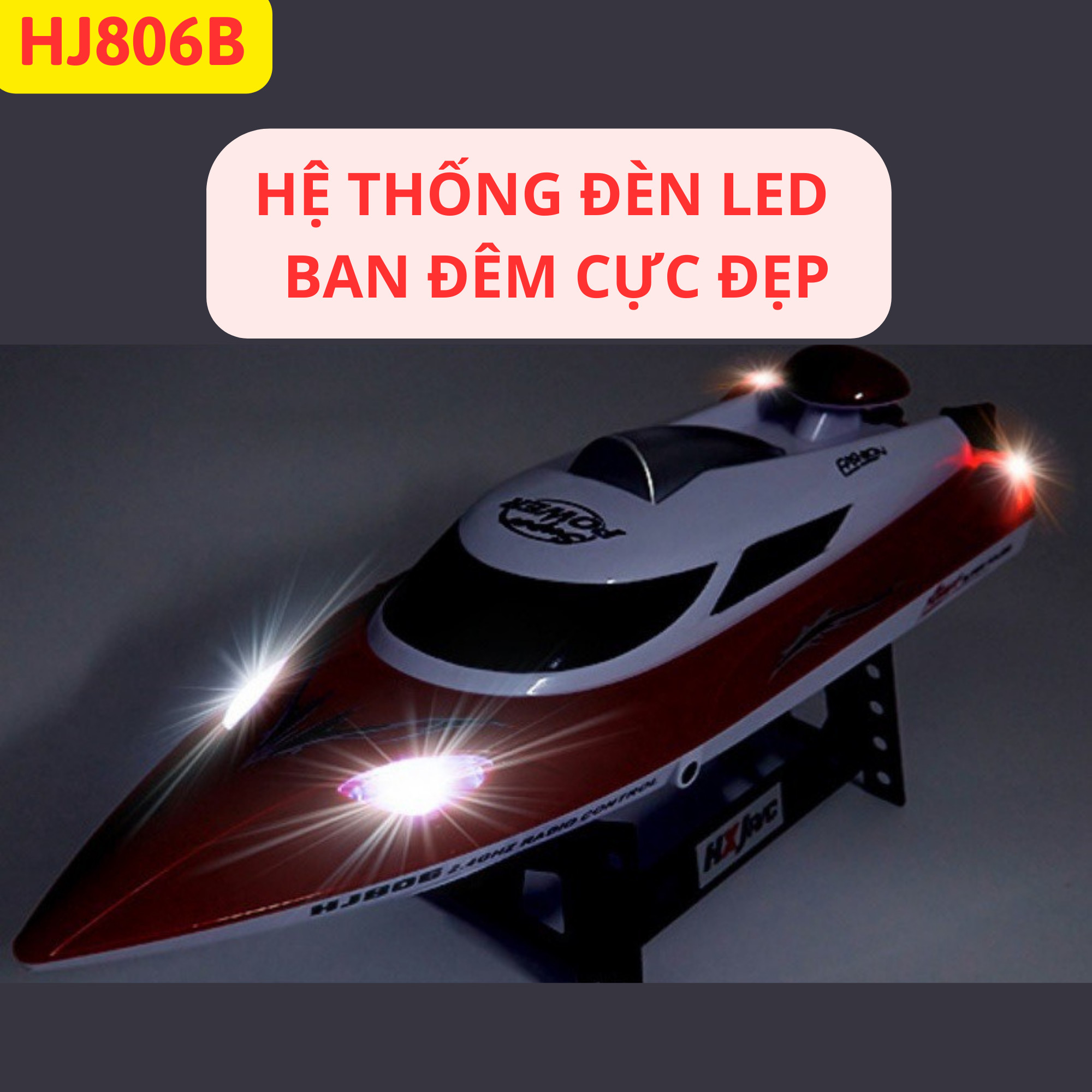 Tàu Cano Điều Khiển Từ Xa HJ806B Pin Dung Lượng Lớn 3000mAh 35km/h Bản Nâng Cấp HJ806 Tốc Độ Cao