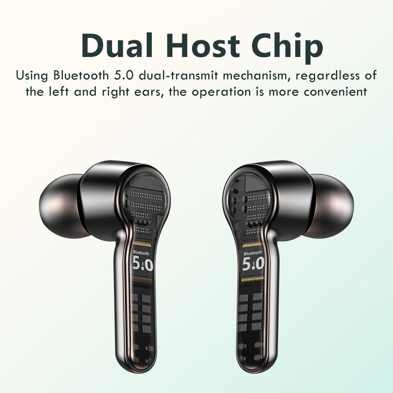 Bluetooth Tai Nghe Có Mircrophone V5.0 9D Stereo Âm Thanh Loại Bỏ Tiếng Ồn Tai Nghe Không Dây Điều Khiển Cảm Ứng Chống Nước Tai Nghe