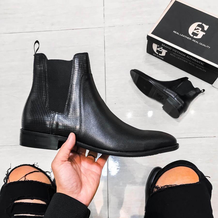 Chelsea boots nam kiểu giày da nam công sở tăng chiều cao, Boot cao cổ dáng giày chelsea boot classic bằng da bò cao cấp