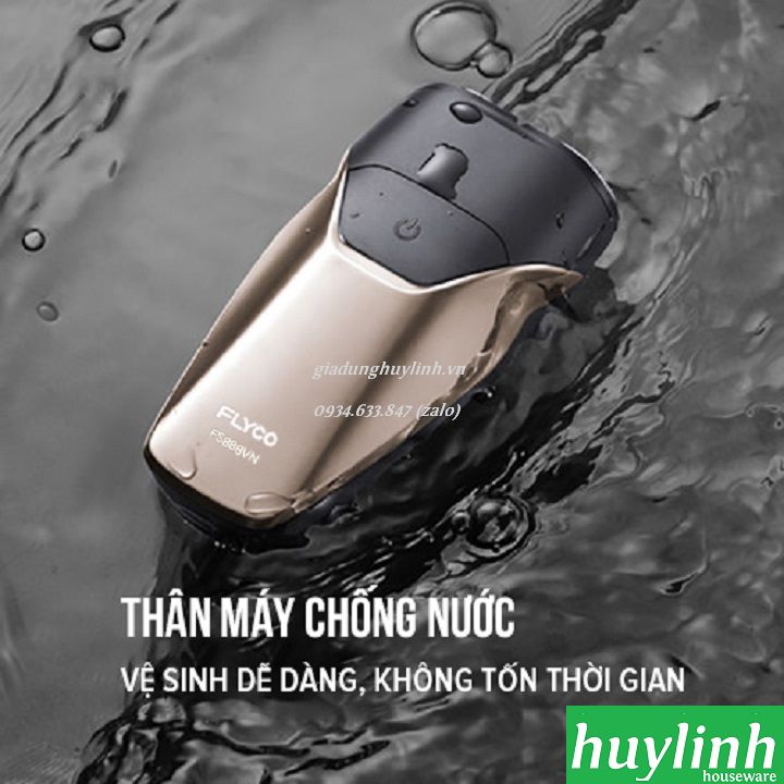 Máy cạo râu Flyco FS888VN - 2 lưỡi cạo - sạc nhanh 1h chân USB Type C - Chống nước - Hàng chính hãng tại Việt Nam