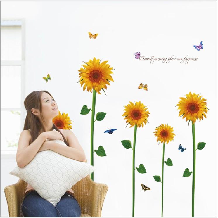 Decal trang trí tường - Hoa Hướng Dương Vàng 02