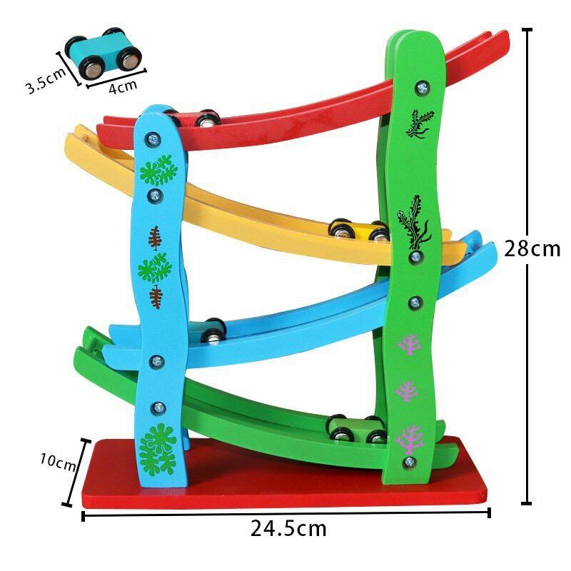 Đồ chơi gỗ cầu trượt 4 tầng kèm xe gỗ đủ màu sắc, thích hợp với các bé 1 2 3 4 tuổi tại Hải Phòng