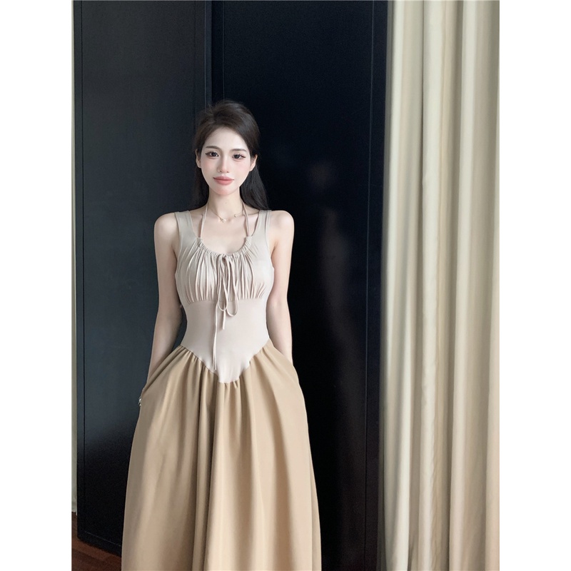 Đầm maxi 2 dây bản kiểu dáng dài body xoè