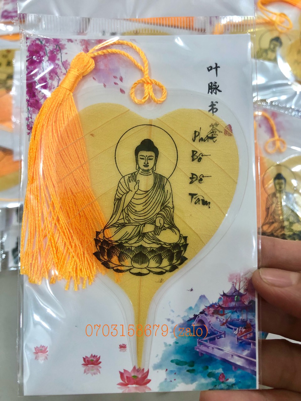 Lá Bồ Đề Tâm Phật may mắn bình an hàng thủ công loại 1