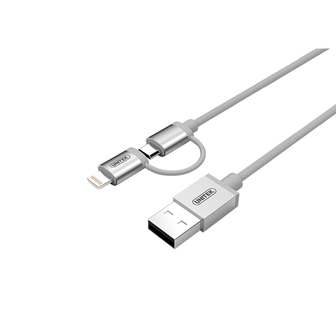 Cáp USB 2.0 To Iphone 6 + Micro USB Unitek 1m  (Y-C 4031SL)  - HÀNG CHÍNH HÃNG
