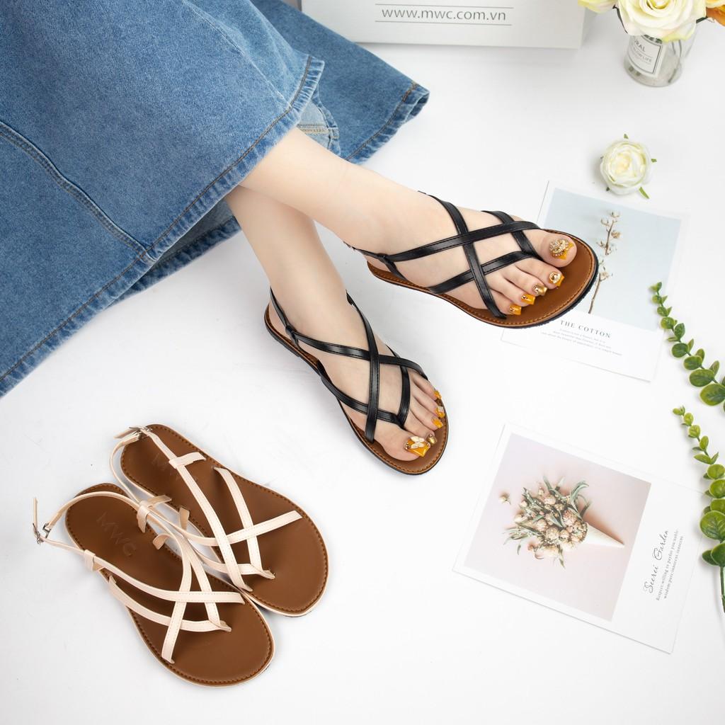 Giày sandal nữ xỏ ngón phối dây đan MWC NUSD- 2774