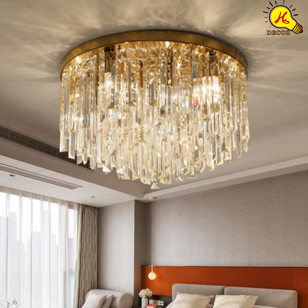 Đèn ốp trần pha lê phòng khách, phòng ngủ HQ - mã PLM0981 - ánh sáng 3 màu cao cấp, dễ bảo trì, lắp đặt HQ DECOR (HÀNG NHẬP KHẨU)