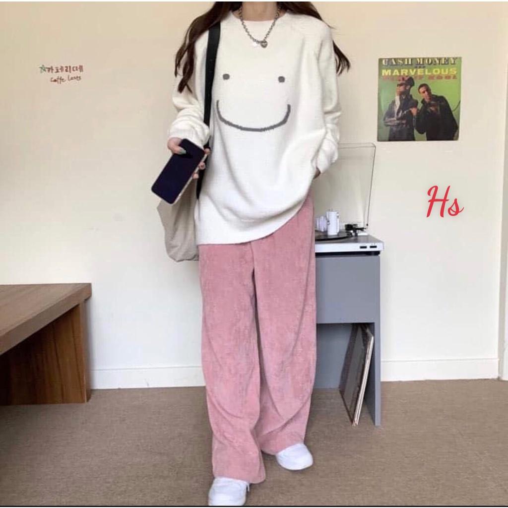 Áo Nỉ Dài Tay Unisex Mặt Cười Dáng Rộng 2 Màu - DOMIN clothing