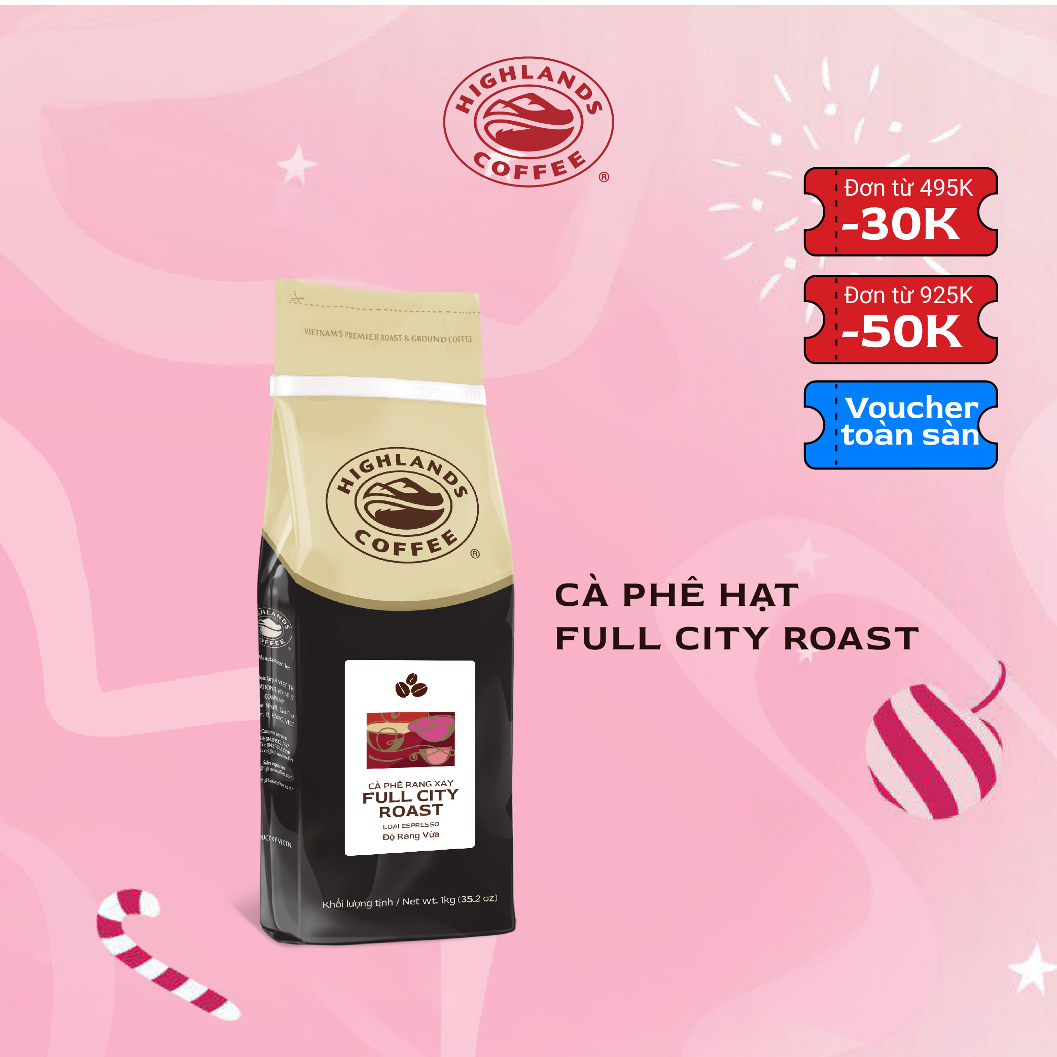 Cà Phê Hạt Full City Highlands Coffee (1kg)
