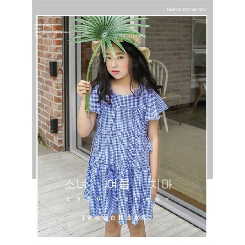 Váy babydoll kẻ caro xanh sz 120-160