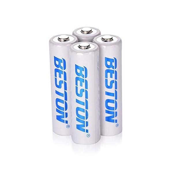 Combo 4 pin sạc AA Beston 3000mah/2800mah - kèm hộp nhựa đựng pin (Trắng)