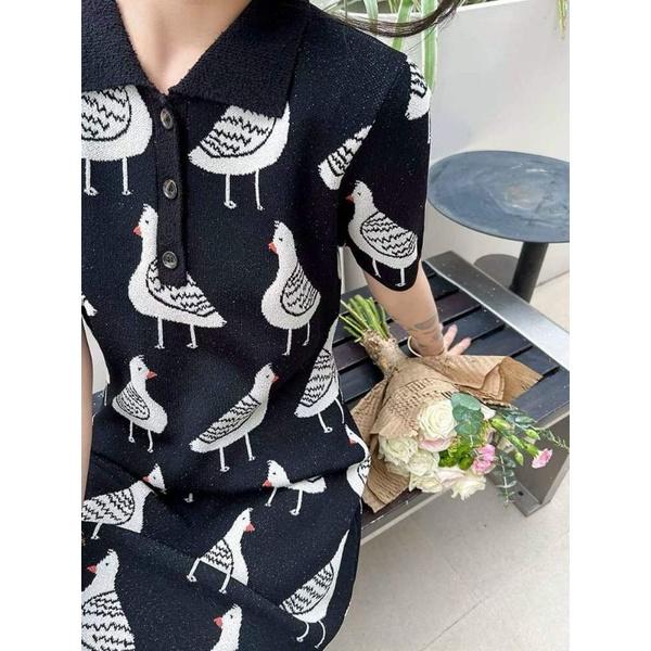 HÀNG NHẬP - ĐẦM LEN DỆT KIM HỌA TIẾT BỒ CÂU