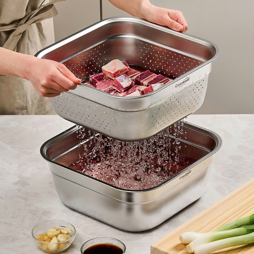 SET CHẬU RỬA KÈM RỔ INOX CASABENI DUNG TÍCH 8L Hàng chính hãng